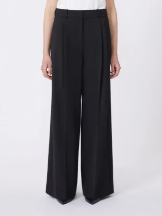 Wool-blend trousers, black