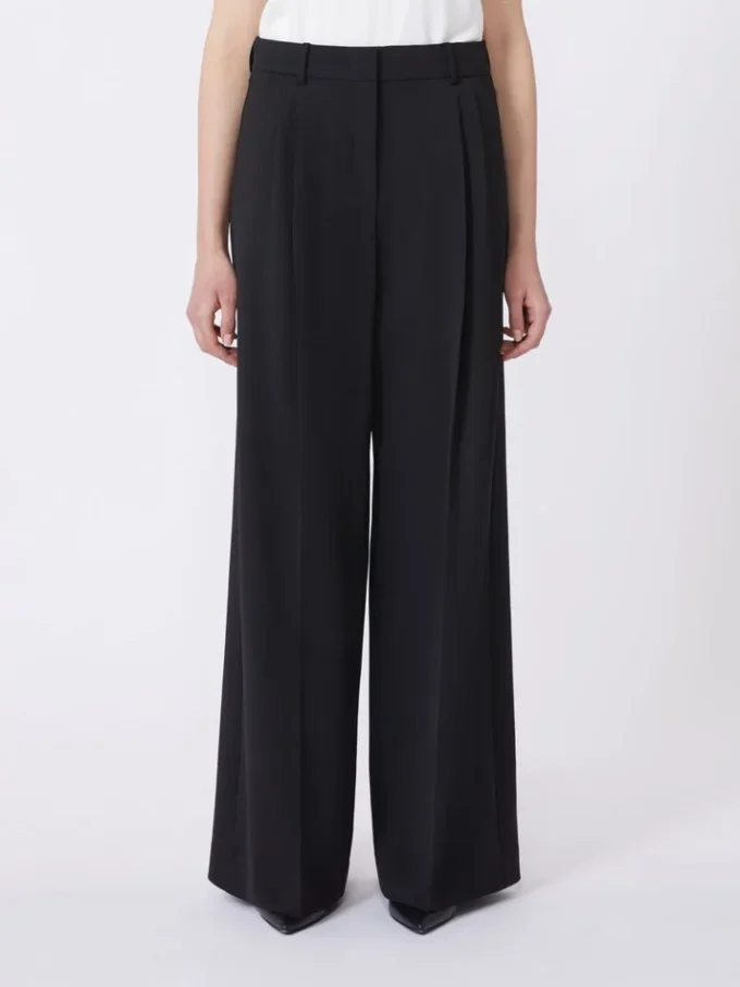 Wool-blend trousers, black