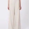 Wool-blend trousers, ivory