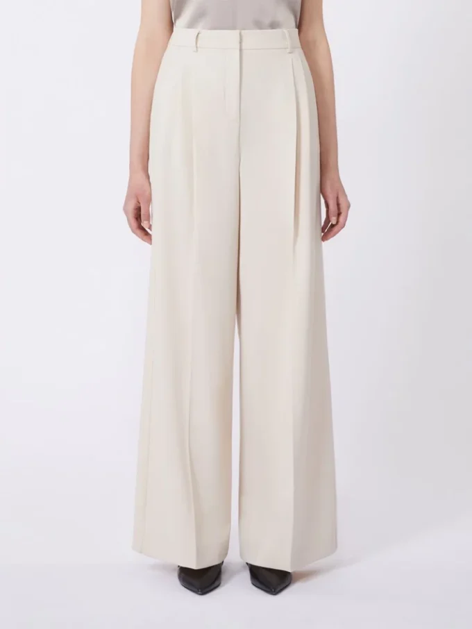 Wool-blend trousers, ivory