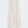 Wool-blend trousers, ivory