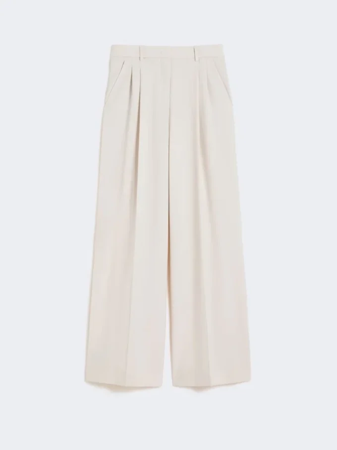 Wool-blend trousers, ivory