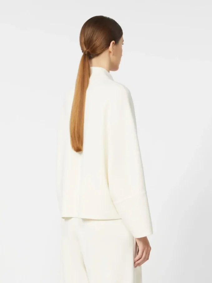 Wool boxy cardigan, silk