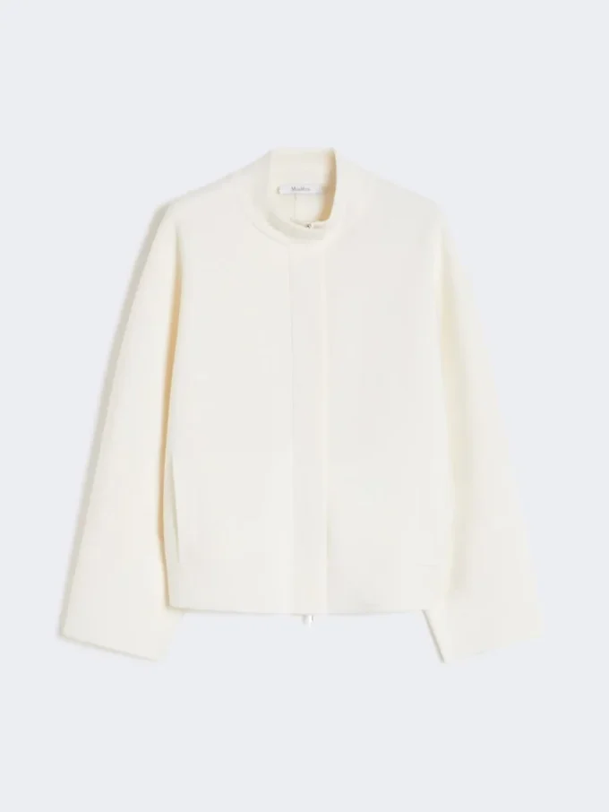 Wool boxy cardigan, silk