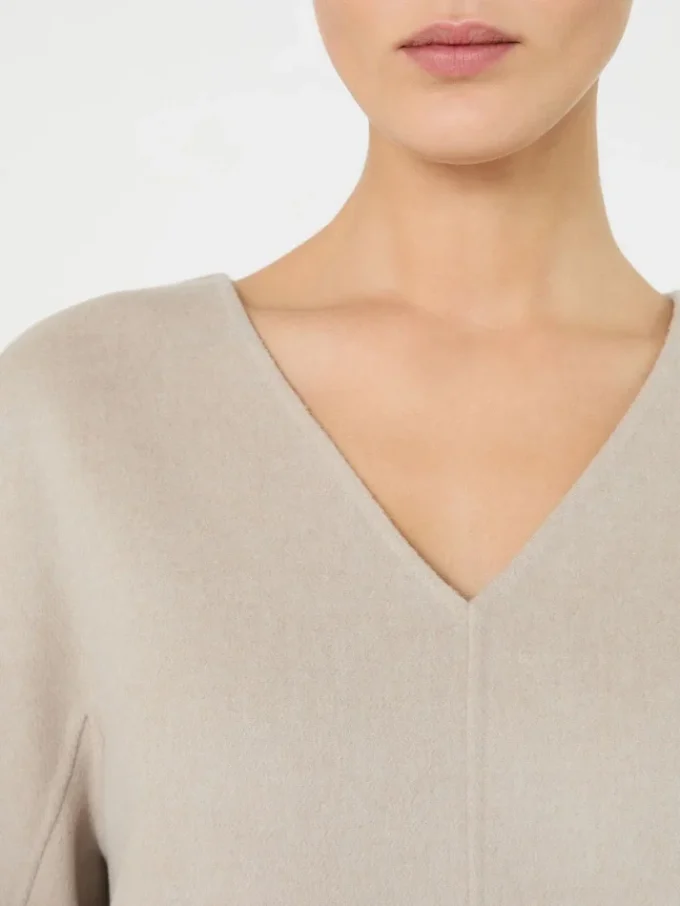 Wool broadcloth blouse, beige