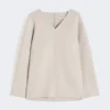 Wool broadcloth blouse, beige
