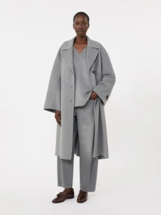 Wool broadcloth blouse, medium grey