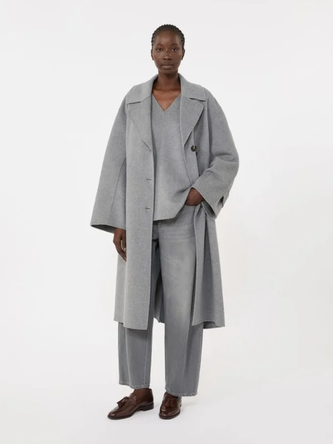 Wool broadcloth blouse, medium grey Wool broadcloth blouse, medium grey