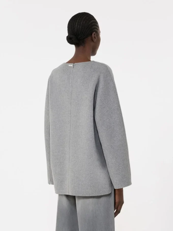 Wool broadcloth blouse, medium grey Wool broadcloth blouse, medium grey