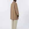 Wool broadcloth midi coat, beige