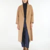Wool broadcloth midi coat, camel