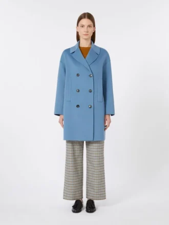 Wool broadcloth midi coat, light blue