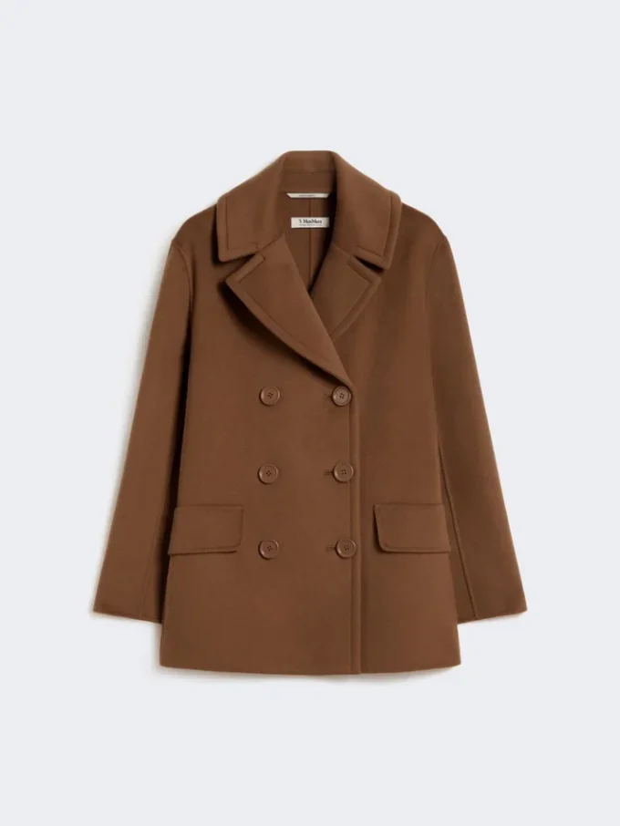 Wool broadcloth pea coat, tobacco