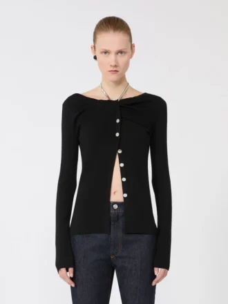 Wool cardigan with chain, black