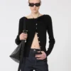 Wool cardigan with chain, black