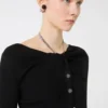 Wool cardigan with chain, black