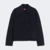 Wool, cashmere and silk boxy jacket, navy