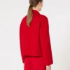 Wool, cashmere and silk boxy jacket, red