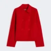 Wool, cashmere and silk boxy jacket, red