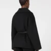 Wool, cashmere and silk robe coat, black