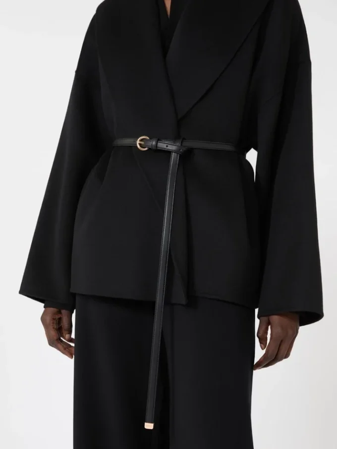Wool, cashmere and silk robe coat, black
