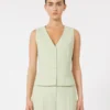 Wool crepe gilet, green