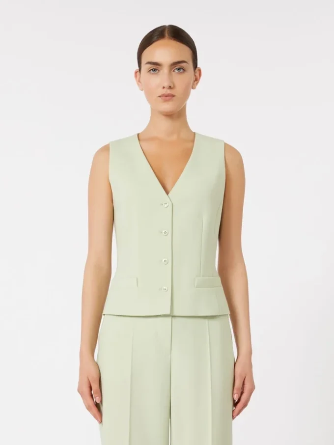 Wool crepe gilet, green