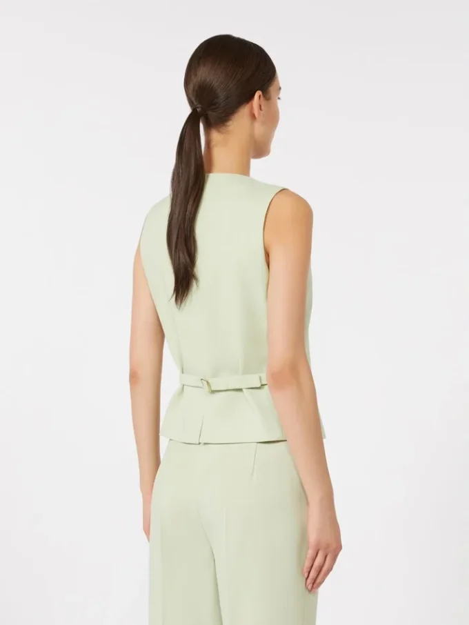 Wool crepe gilet, green