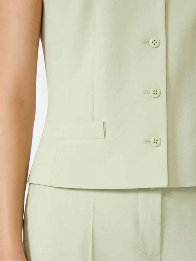 Wool crepe gilet, green