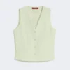 Wool crepe gilet, green