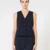 Wool crepe gilet, navy