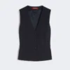 Wool crepe gilet, navy
