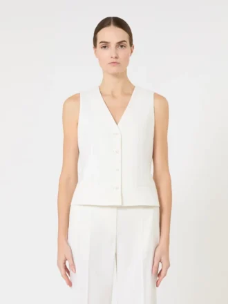 Wool crepe gilet, white