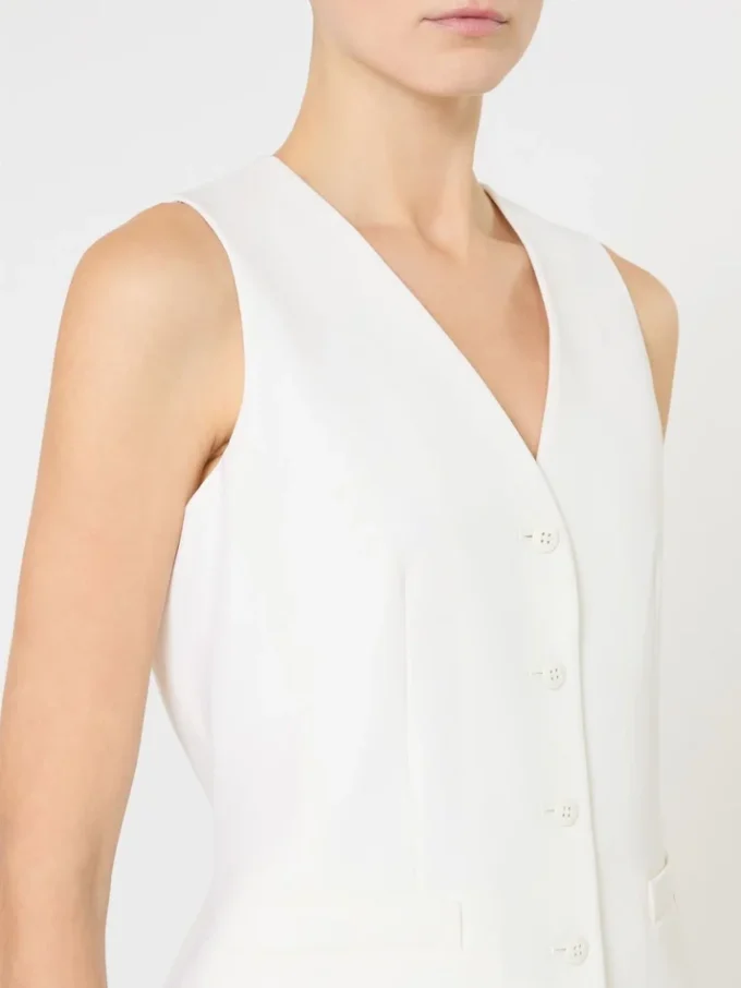 Wool crepe gilet, white