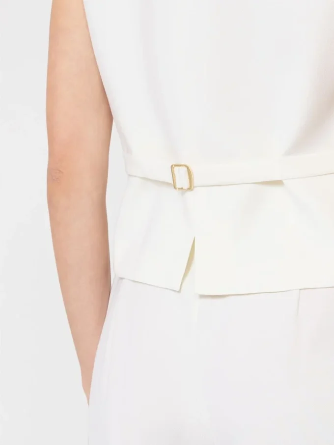 Wool crepe gilet, white