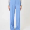 Wool crepe trousers, light blue