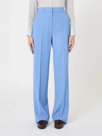 Wool crepe trousers, light blue