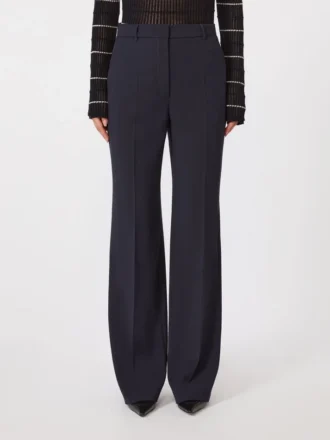 Wool crepe trousers, navy