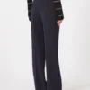 Wool crepe trousers, navy