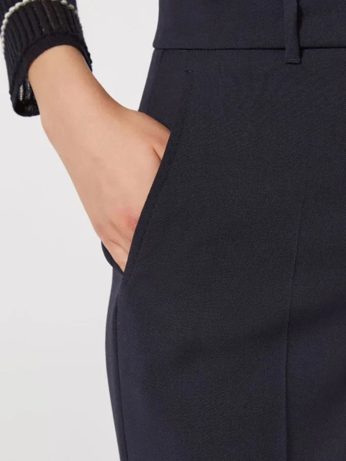 Wool crepe trousers, navy