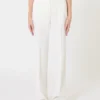 Wool crepe trousers, white