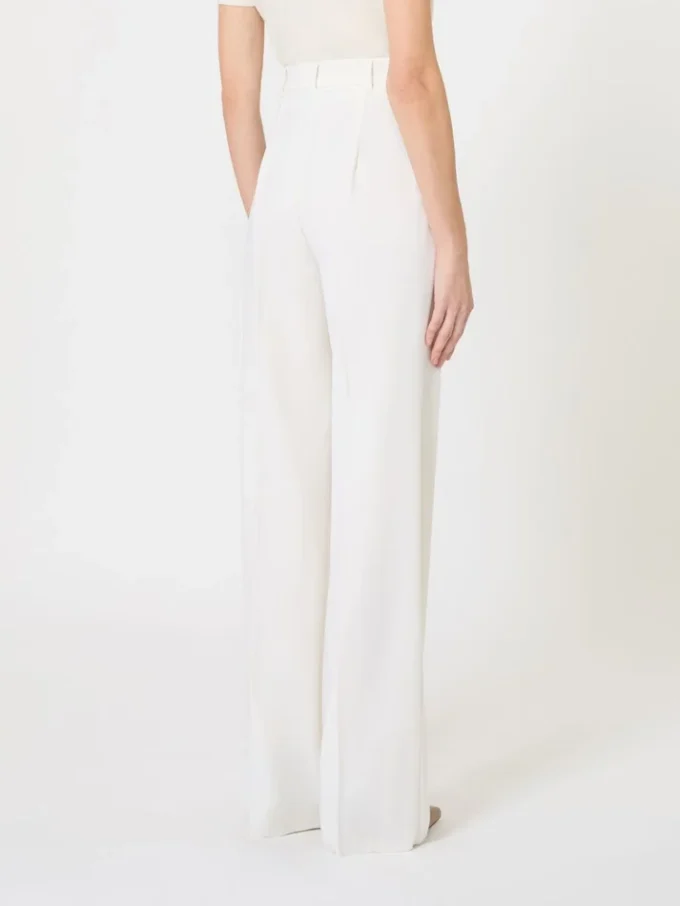 Wool crepe trousers, white