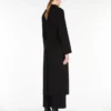 Wool drap wrap coat, black