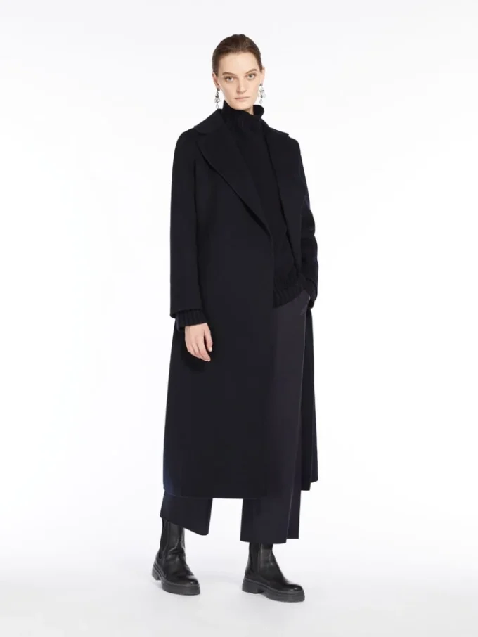 Wool drap wrap coat, ultramarine