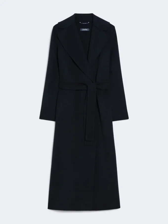 Wool drap wrap coat, ultramarine