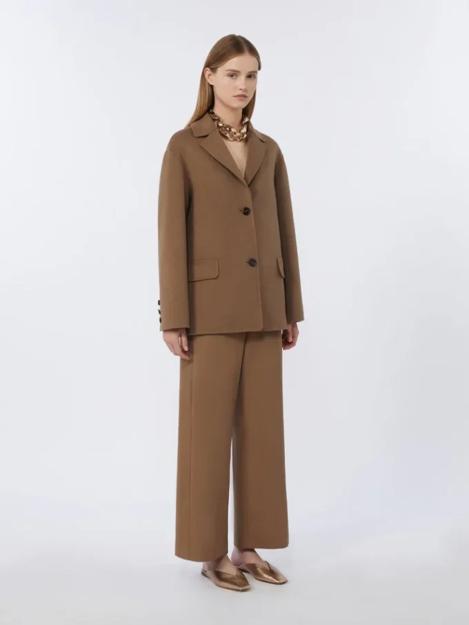 Wool gabardine trousers, camel