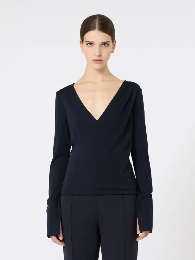 Wool jersey top, ultramarine