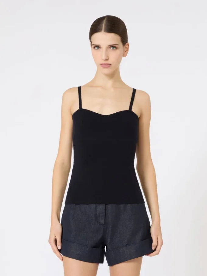 Wool-knit top, ultramarine