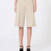 Wool, mohair and silk canvas bermuda shorts, sand