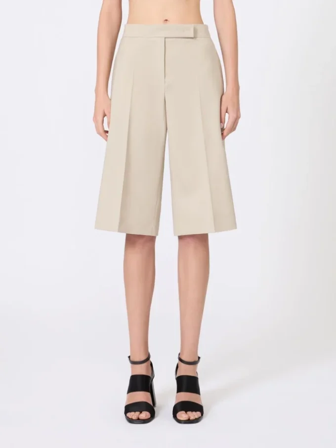 Wool, mohair and silk canvas bermuda shorts, sand